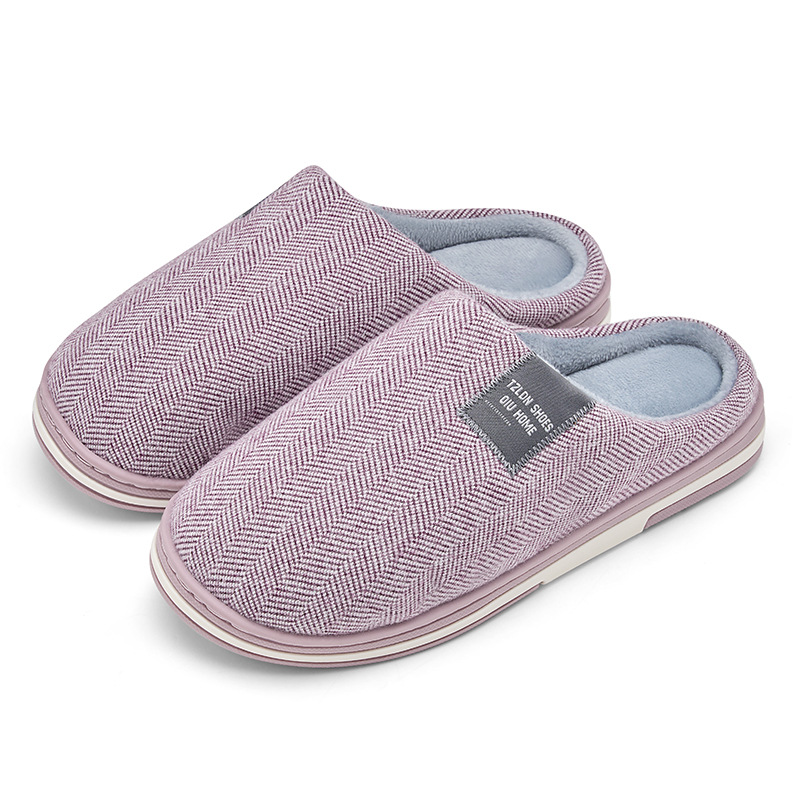 Lidani Extra Large Men's Cotton Slippers Autumn Winter Plush Warm Indoor Non-Slip Silent Couple Cotton Slippers Women_vogvips.com