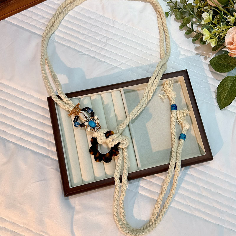 Cuerda de la cintura popular Bohemia tejida cuerda de cáñamo cadena de la cintura cinturón delgado vestido del todo-fósforo de las mujeres joyería transfronteriza al por mayor