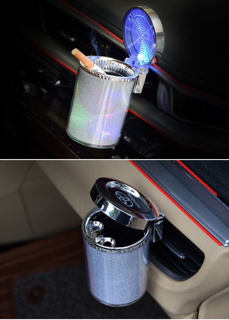 Car Ashtray Car Colorful Ashtray with LED Light Colorful Large Capacity Air Outlet Colorful Interior Supplies
