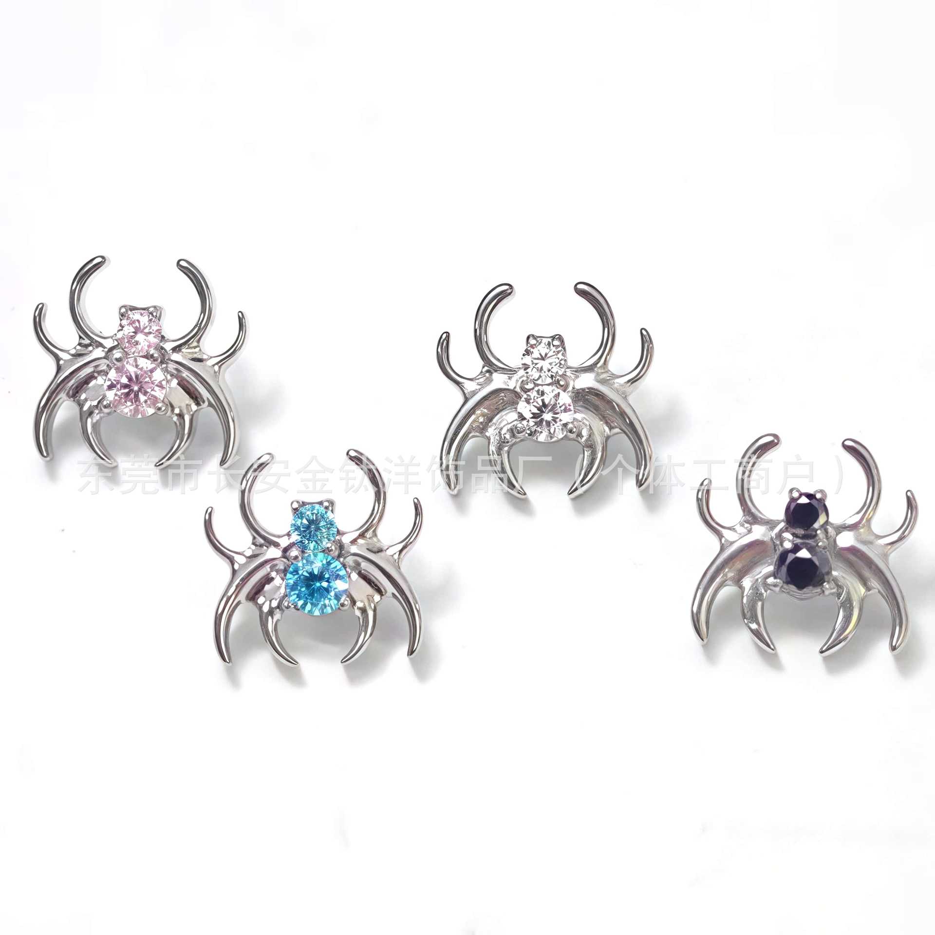 F136 Titanium Spider Inlaid 5A Zircon Marquise Stud Earrings Ear Bone Studs G23 Titanium Alloy Piercing Jewelry Cochlear Studs detail image 8