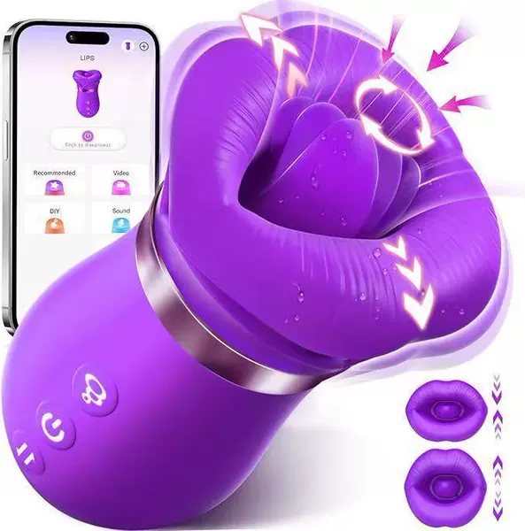 Red lips and purple APP model—tongue vibration suction allows bite (note: this product APP cannot be used in China)