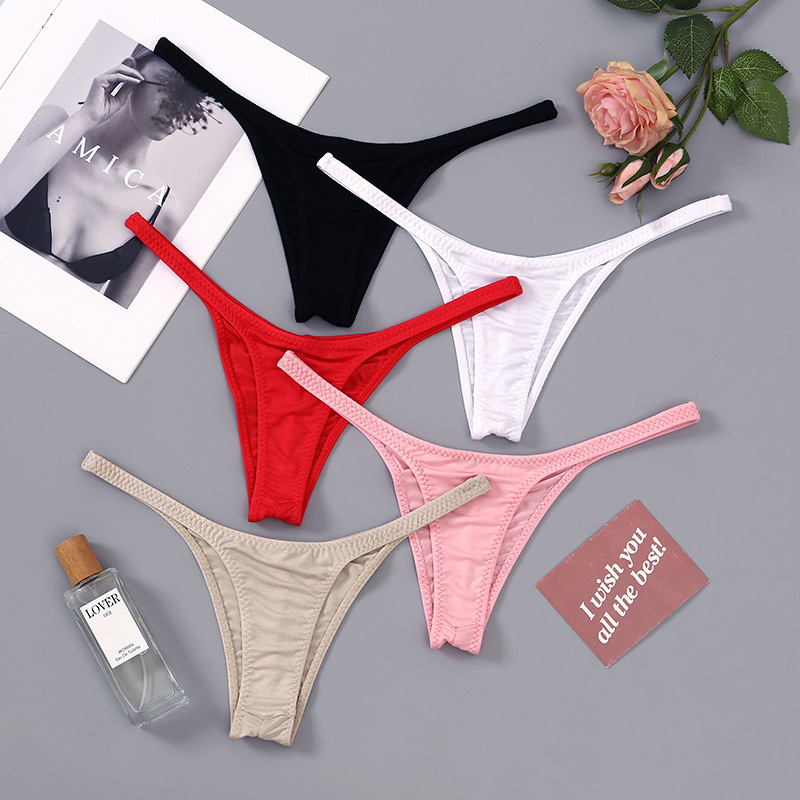 Half-butt underwear women's sexy European and American sexy hot straps low waist sports breathable solid color foreign trade briefs
