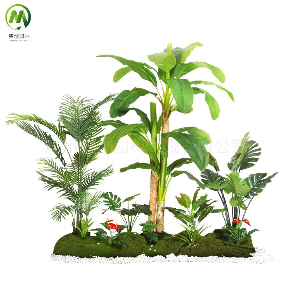 Escenografía de estilo nórdico Simulación de plantas verdes Plantas en macetas Centro comercial Simulación de decoración suave Plantas verdes falsas