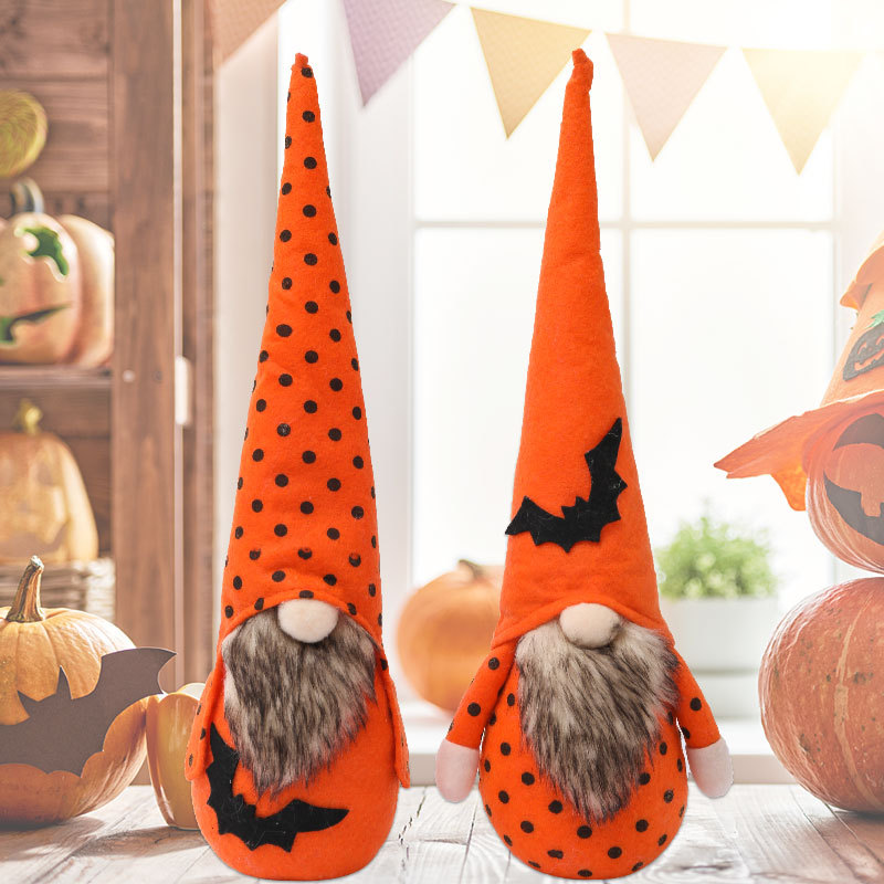 Cross-border Halloween plush doll faceless Rudolph party decorations creative cartoon spotted bat