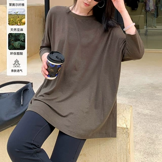 预售时尚春秋纸片人休闲大T恤 纯色短袖长袖T恤女