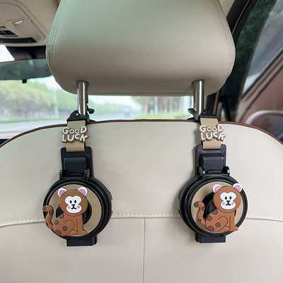 Car cup holder/beverage holder | Rear Seat Tea Cup - two-in-one-water-cup-holderhook-beige-2-pieces