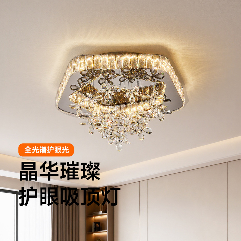 Modern living room crystal ceiling light, 2026 new model, round crystal lighting fixture, elegant main light for villa dining room Modern living room crystal ceiling light, 2026 new model, round crystal lighting fixture, elegant main light for villa dining room