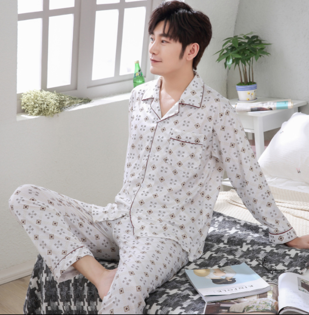 Pijamas de manga larga de verano Delgado casual simple traje homewear pijamas más tamaño cardigan pequeña solapa primavera y otoño