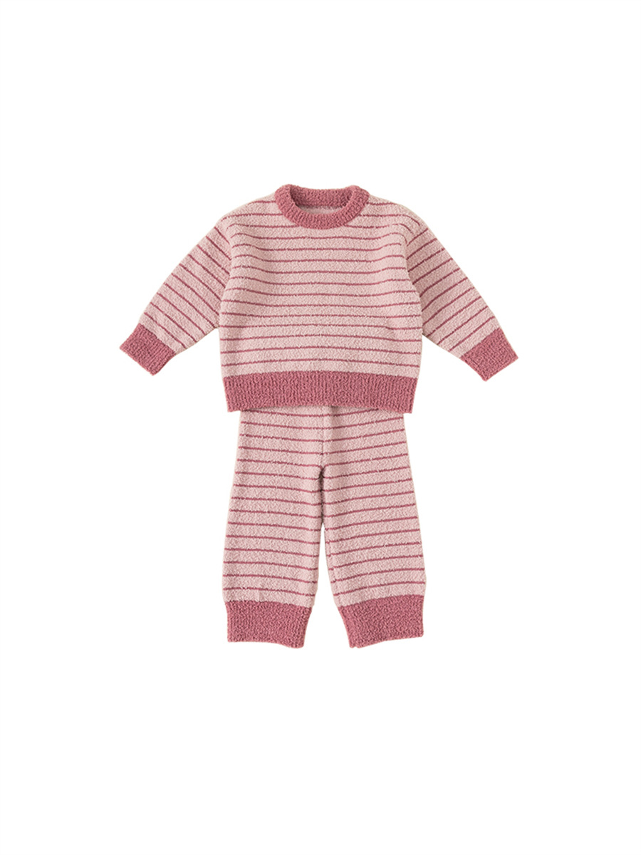 Beibei City Niños traje de otoño e invierno de los niños de dos piezas a rayas casual Home wear pijamas medio terciopelo DT23187