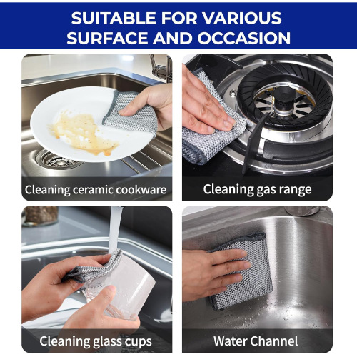 Silver Wire Dishcloth & Scrubbing Sponge for Household Use – Double-Sided Kitchen Cleaner, Oil-Resistant, and 2-Layer Design