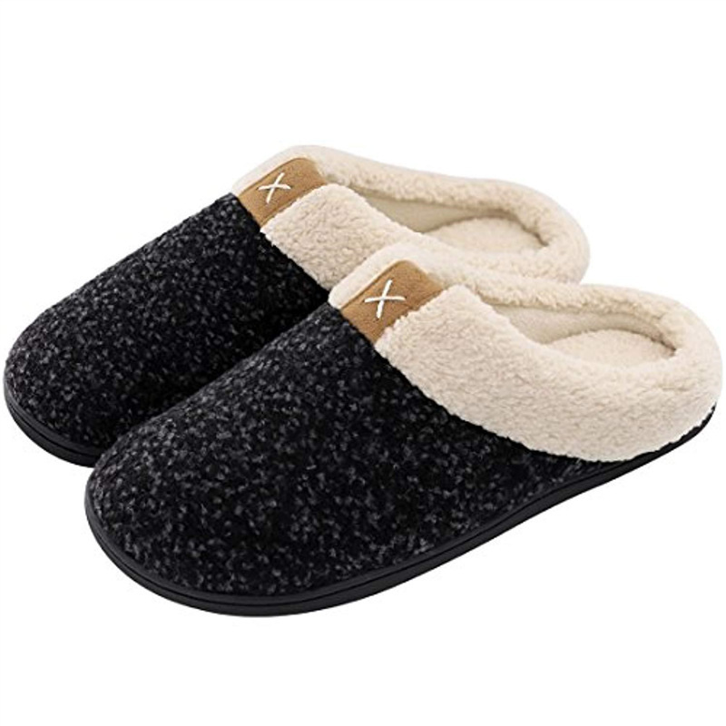 Plush Wool Men's Memory Foam Slippers in Stock for Cross-Border Amazon, Imitation Lining, Comfortable E-Commerce Sponge