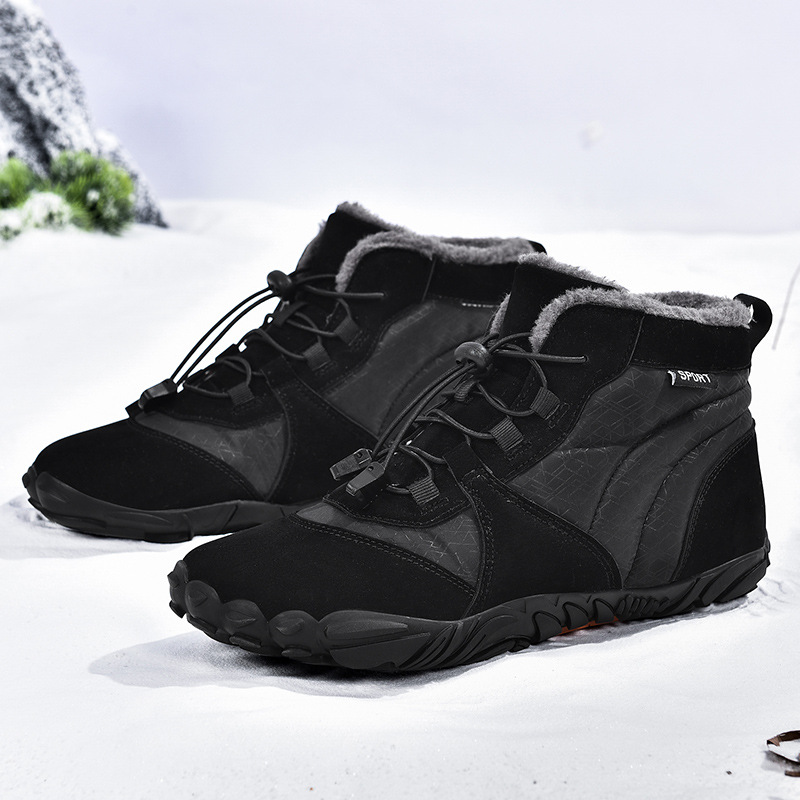 Nuevos zapatos de hombre al aire libre zapatos de algodón de alto nivel pareja con botas de nieve caliente antideslizante con una sola gruesa de camisa zapatos de montaña
