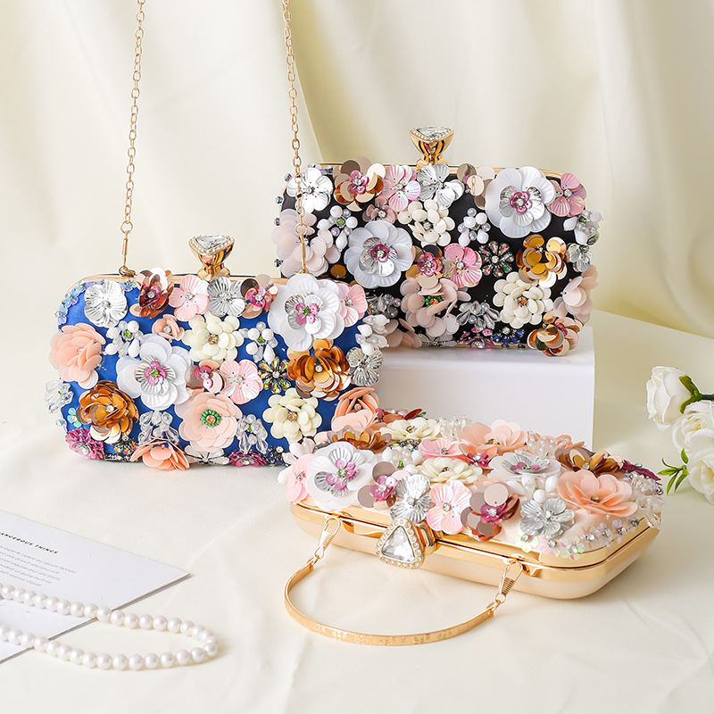 Elegante Abendtasche Mit Blumenperlen Handgefertigt Für Damen_voghion.com