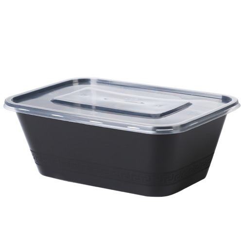 Disposable lunch box lunch box takeaway packaging box rectangular thickened PP plastic transparent black injection molding wholesale square box