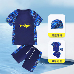 Children's swimsuit boy two-piece set swimsuit for young children polyester cartoon swimsuit for boys new trendy swimsuit