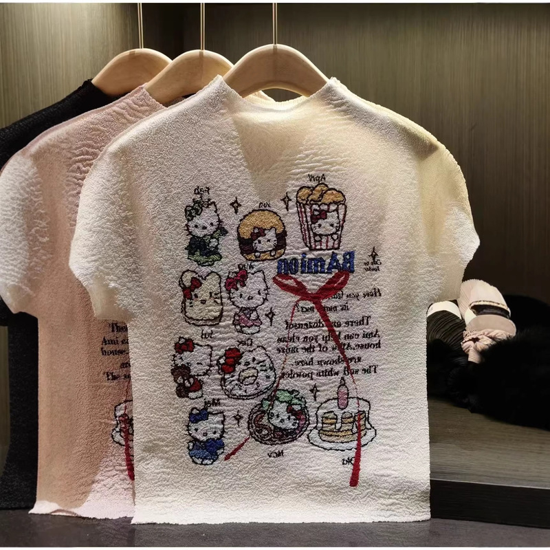 Hello Kitty Cartoon Fashion Versatile Print 2026 Spring Short-Sleeved T-Shirt for Women Loose Casual Authentic Licensed Hello Kitty Cartoon Fashion Versatile Print 2026 Spring Short-Sleeved T-Shirt for Women Loose Casual Authentic Licensed