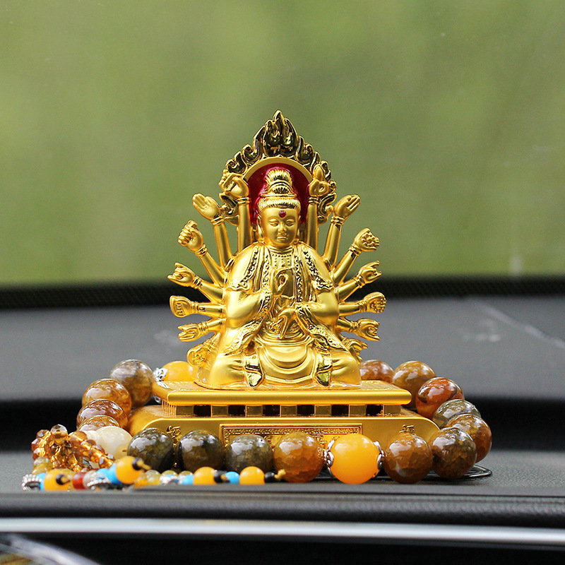 Car ornaments thousand hands Guanyin car interior accessories center console Buddha statue men's car car accessories alloy ornaments