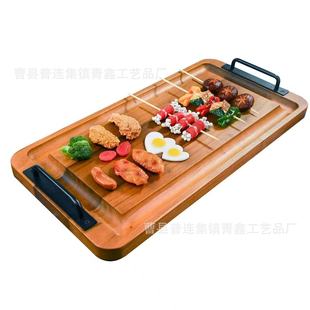 Wooden Cutting Board Outdoor Barbecue Plate Restaurant Rectangular with Handle Steak Pizza Serving Board Party Fruit Board