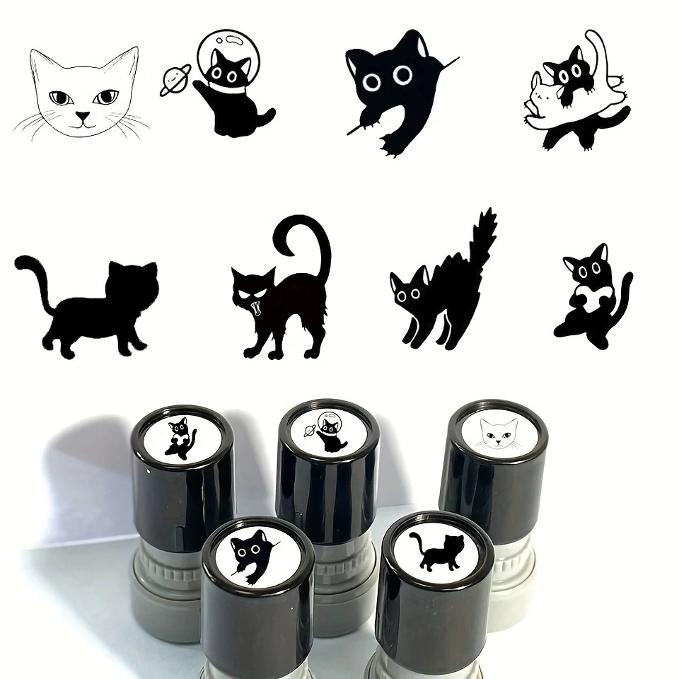 Популярная печать Temu, счастливый маленький черный кот, трансграничная популярная милая печать черного кота HA23, оптовая продажа светочувствительной печати