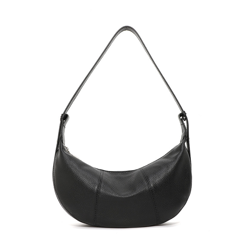 Top Grain Cowhide Leather Dumpling Bag Genuine Leather Crescent Bag For Women Niche Crossbody Bag Luxury Shoulder Saddle Bag