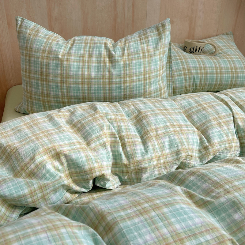 Cama de lavado de algodón de clase A, cuatro piezas de sábanas de algodón de lavado, colchón de cama, dormitorio de estudiantes, tres piezas de cuatro temporadas