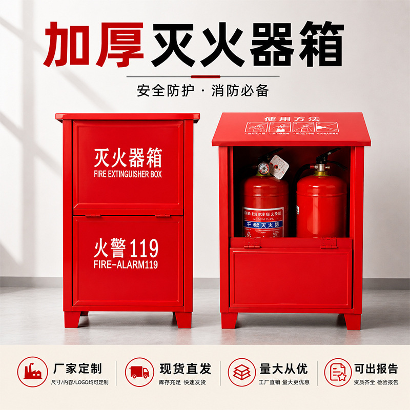 Manufacturer Wholesale Fire Extinguisher Box with Flip-Top Cover, Thickened, 4Kg/5Kg Dry Powder, 2-Pack, for Use in Schools, Hotels, Shopping Malls, and Residential Areas