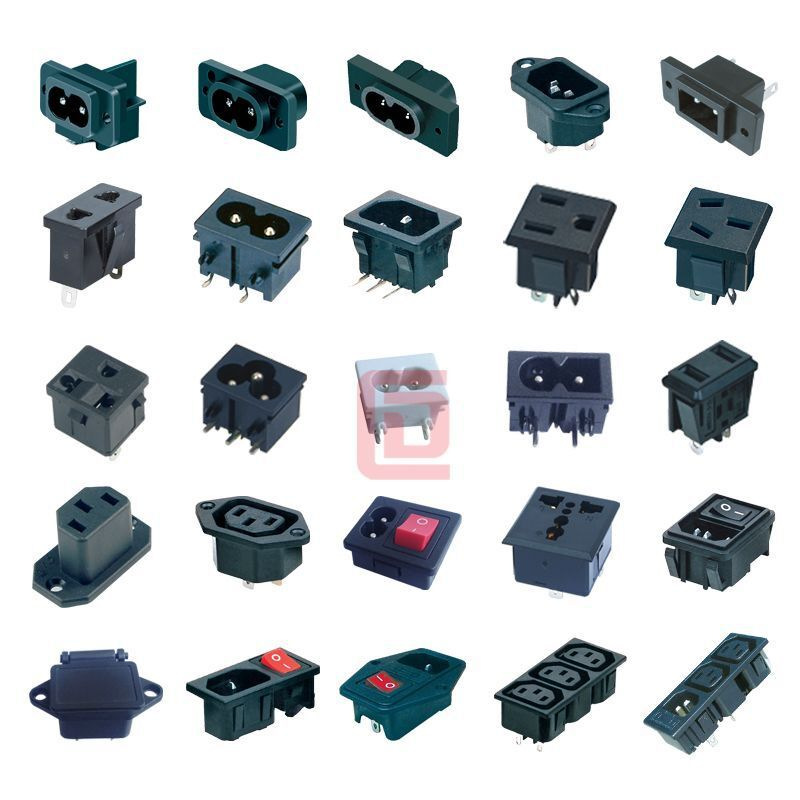 厂家出售八字尾白色黑色AC电源插座品字座二合一三合一带开关插座