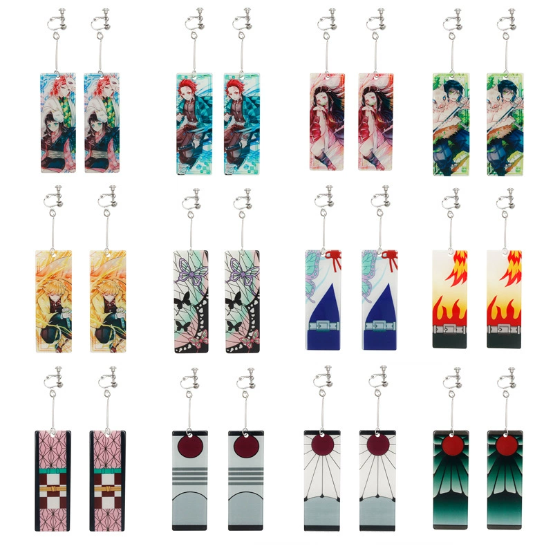 Акриловые серги (Yiwu Angjie Jewelry) прямоугольные кулоны из акрила, варианты крепления заушину/клипсы