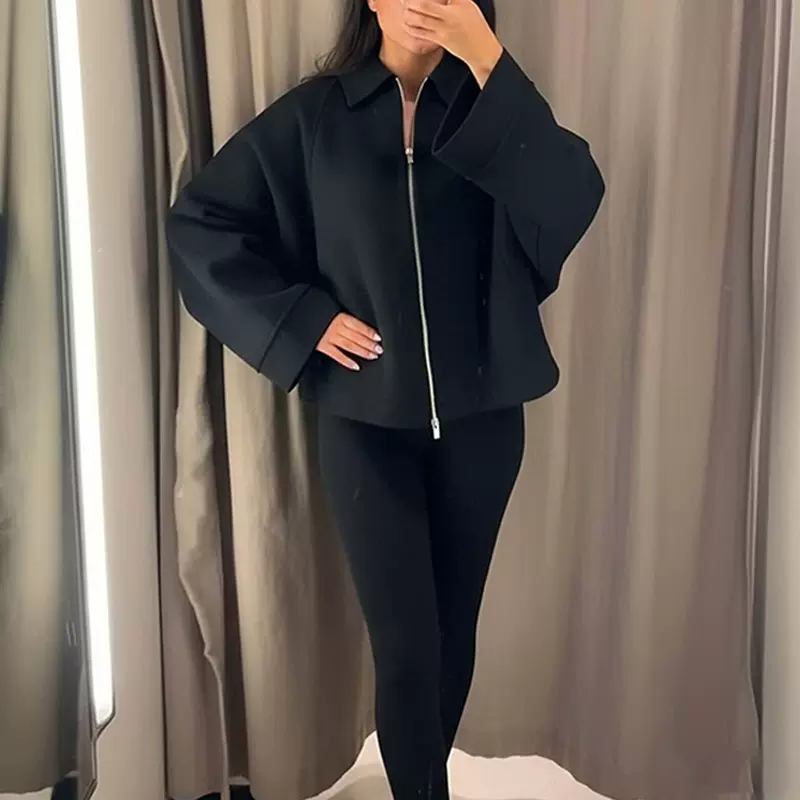 2025秋季法式复古高级感翻领新款宽松长袖休闲气质通勤夹克短外套