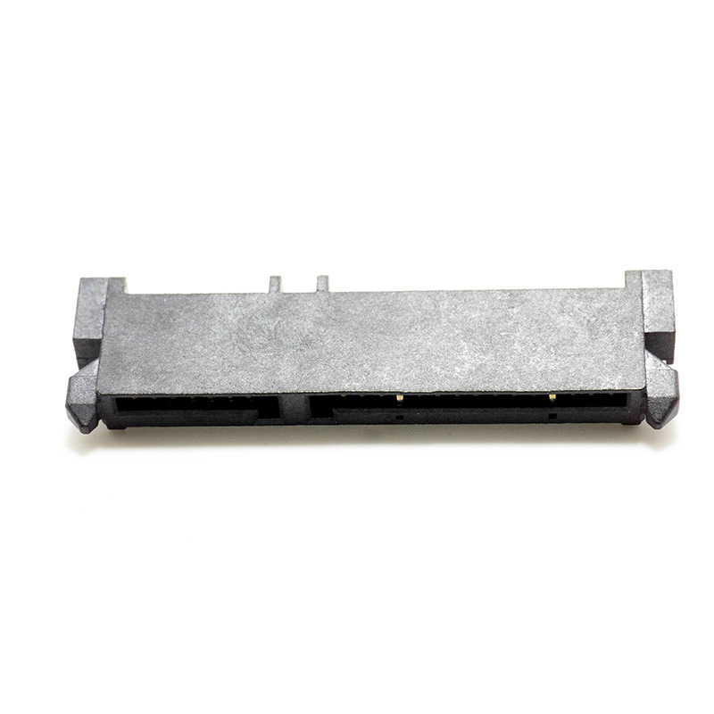 Factory-direct supply black SATA 7+15P female socket board down-type with bar SMT data connection port socket