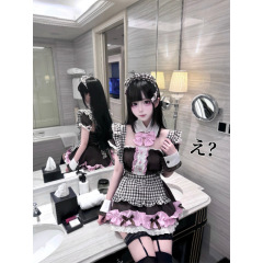 純粋な欲望甘くてかわいい女の子cos制服レースリボンチューブトップサスペンダースカートチェック柄スカートスーツ
