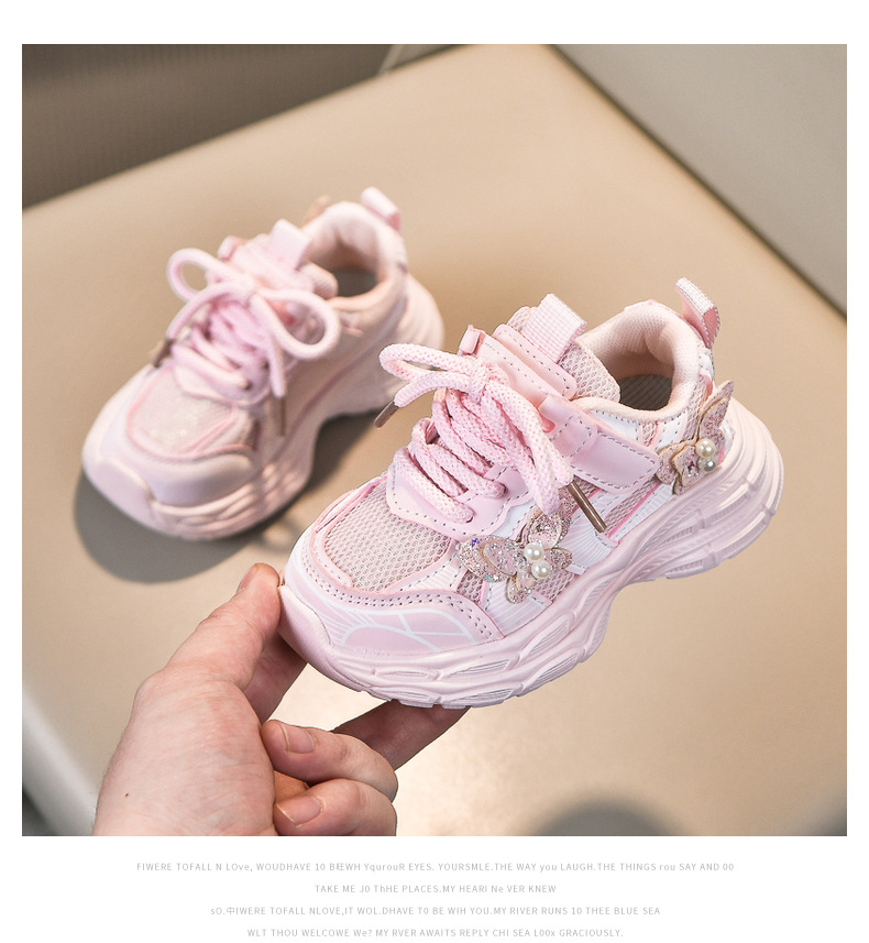 Girls' Breathable Mesh Athletic Sneakers For Spring And Autumn_voghion.com