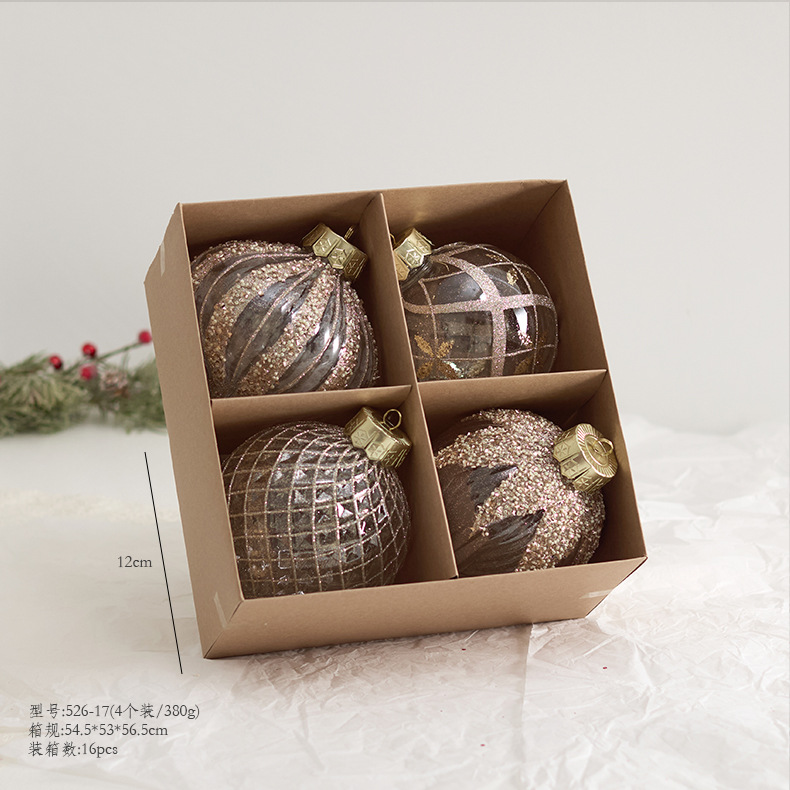 Nuevos productos transfronterizos colgantes de árbol de Navidad transparentes 10 / 12cm PET pintado bola de forma diferente decoración de ventana de techo