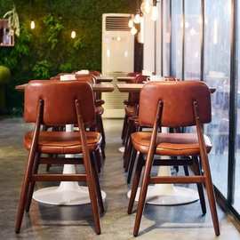 工业风铁艺餐椅家用吃饭复古靠背软包凳子设计师休闲商用餐饮椅子
