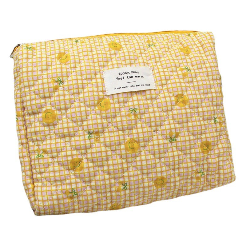 Bolsa de cosméticos de gran capacidad bolsa de almacenamiento de impresión bolsa de forro almacenamiento portátil estudiante acabado lavado acolchado bolsa de algodón
