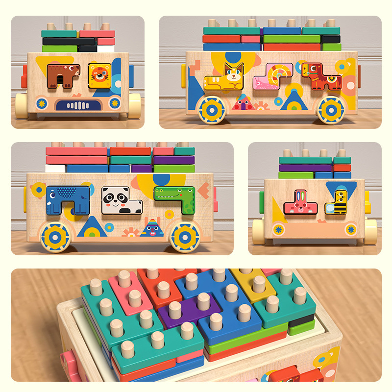 Children's Early Education Educational Multifunctional Animal Geometry Intelligence Car Boys And Girls Shape Matching Toys For Age_voghion.com