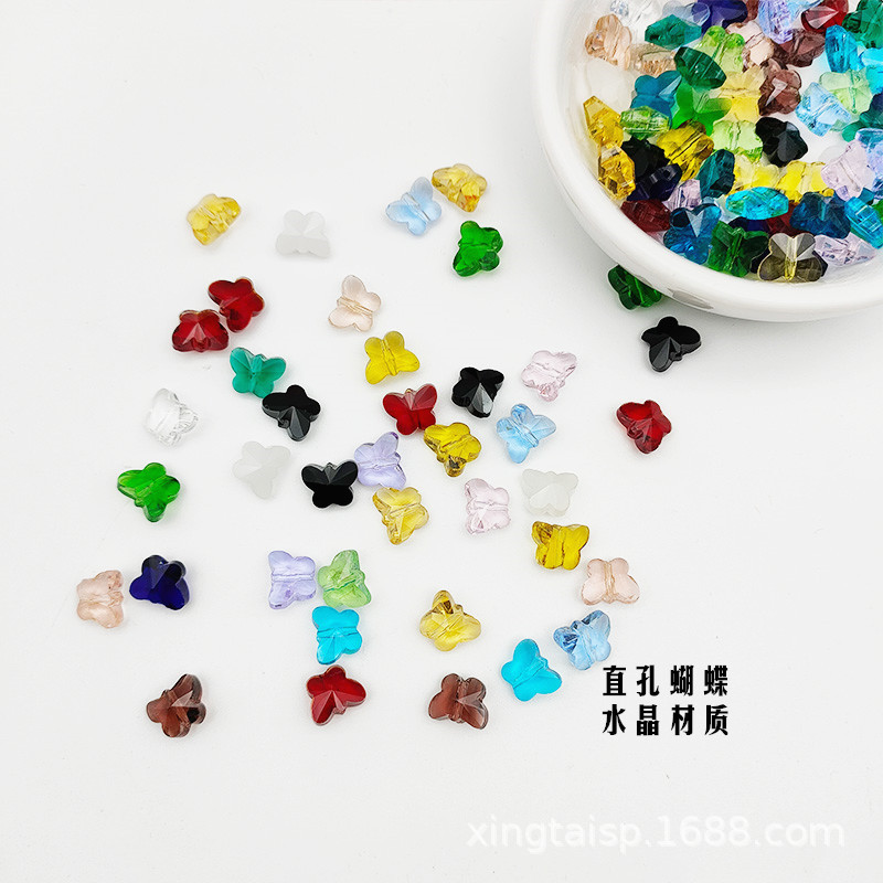 Xingtai Crystal Glass Loose Beads DIY Peach Heart Plum Blossom Petal Door Curtain Clothing Accessories Straight Hole Butterfly Element