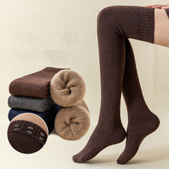 Non-slip wool over-the-knee socks for women: winter-lined, extra-thick wool socks with looped texture—keep you warm from the thigh down.