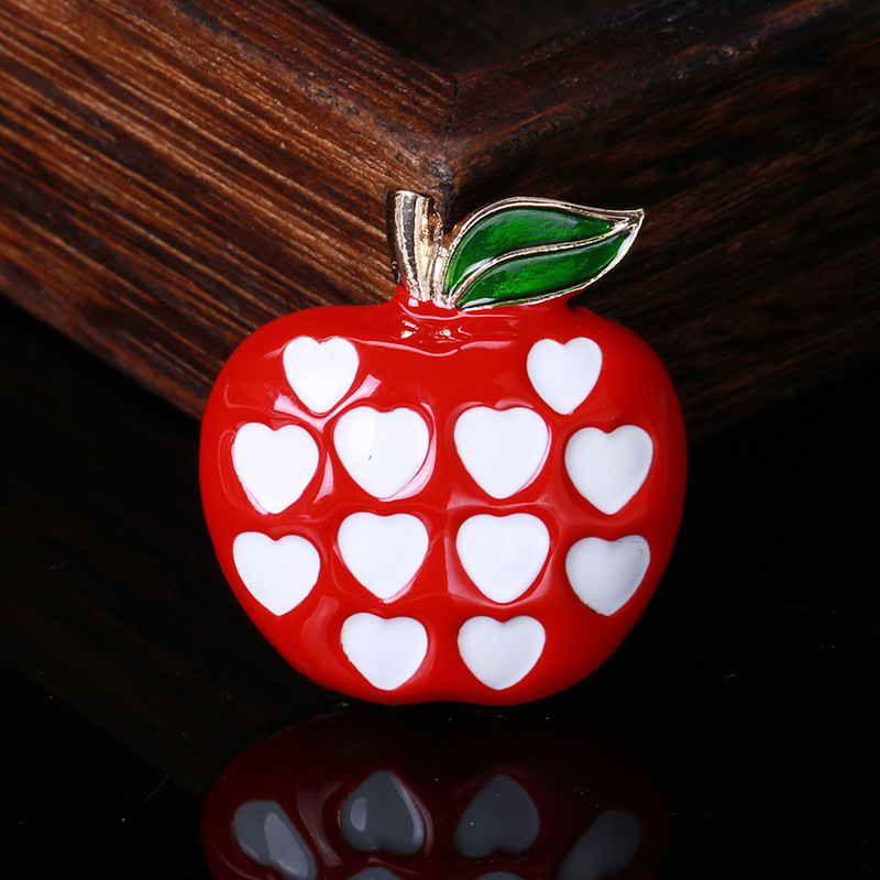 Apple Pattern IG Style Cute Pin Apple Alloy Enamel Women's Brooches
