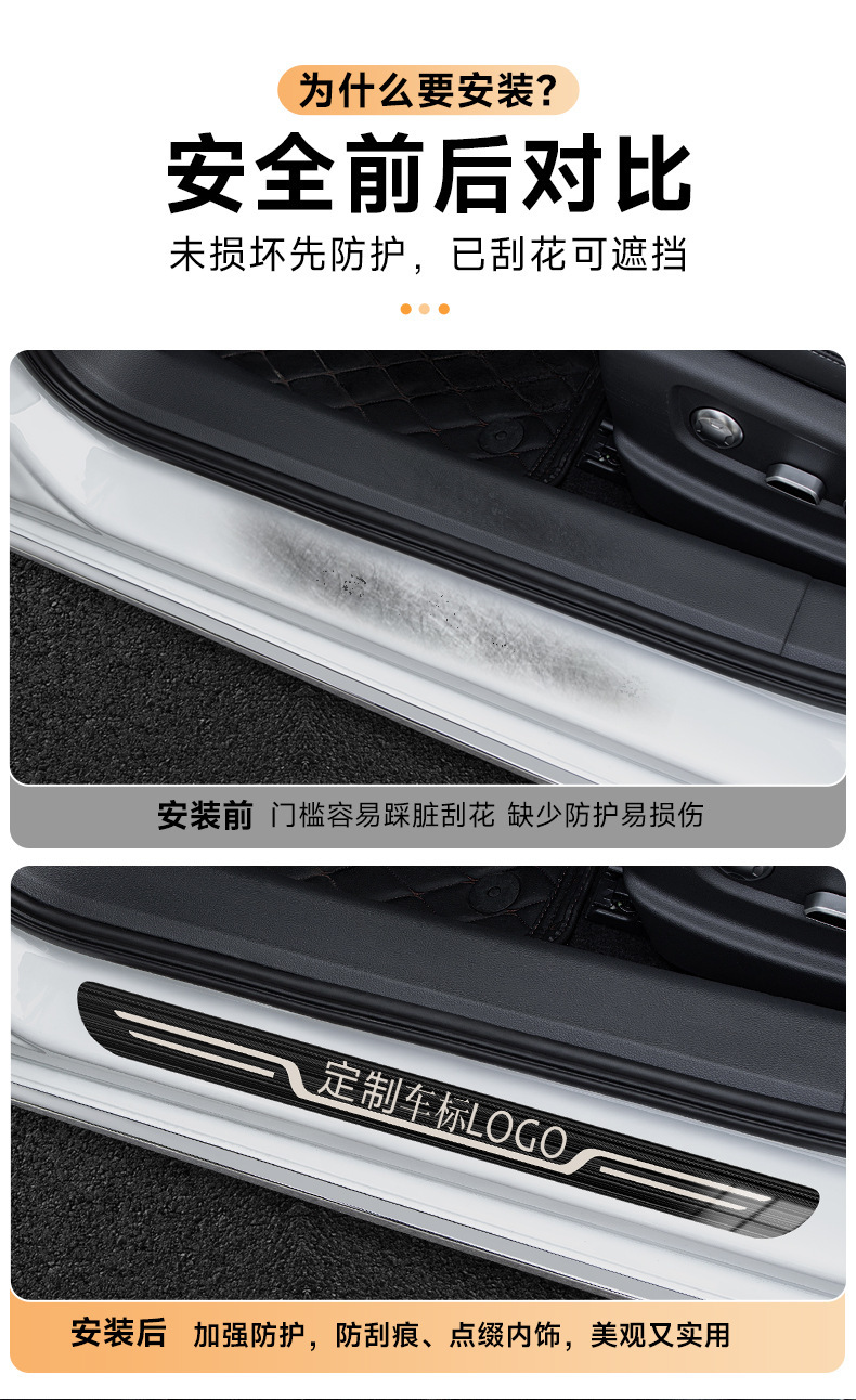 Car Door Anti-Collision Strip Threshold Strip Metal Stainless Steel Anti-Step Protection Strip Modification Universal Welcome Pedal