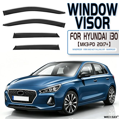 Rain shield – for Hyundai I30 - standard-packing-without-logo-hyundai-i-15kg-van-mk3-pd-2017-2026-with-bright-strips-rain-shield