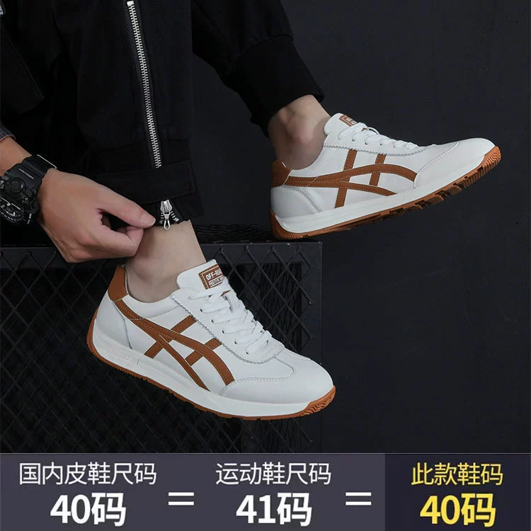 Leather ultra light footwear for leisure, universal trend shoes, European style, 2023, internet celebrity, cowhide