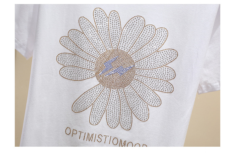 Women's Oversized Cotton T-shirt With Daisy Diamond Detail_voghion.com