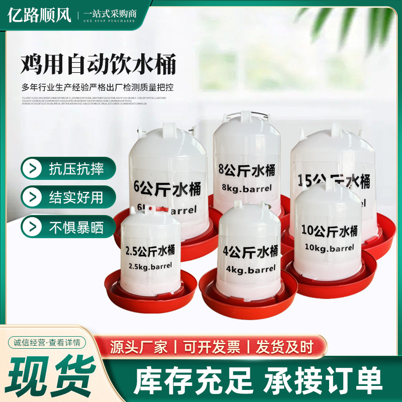 Fregadero de pollo, hervidor de agua, alimentador automático de pollo, fregadero de plástico, hervidor de agua, equipo de cría, cubo de pollo