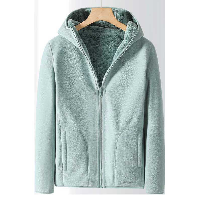 Флисовое флисовое пальто для женщин, осенне-зимнее утолщенное Двустороннее пальто на флисовой подкладке, кардиган на подкладке, флисовое пальто для мужчин