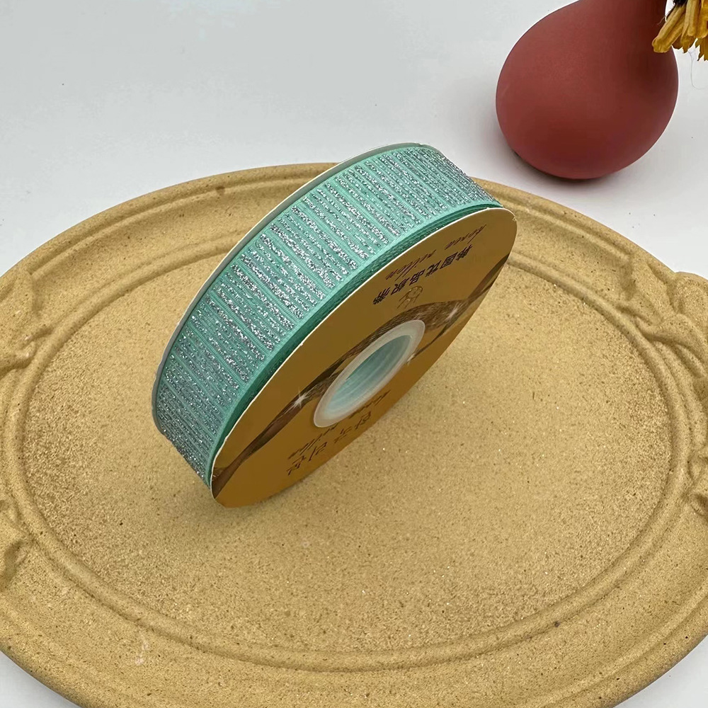 Nuevo 2,5 cm hilo plata Rosa rayas cinta Lolita bar bandeja DIY hecho a mano cinta de embalaje al por mayor