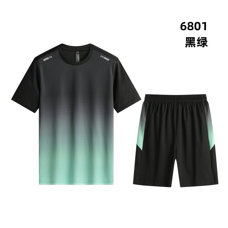 跑步服定制男冰丝运动服印logo健身衣套装夏季短袖t恤晨跑速干裤|undefined