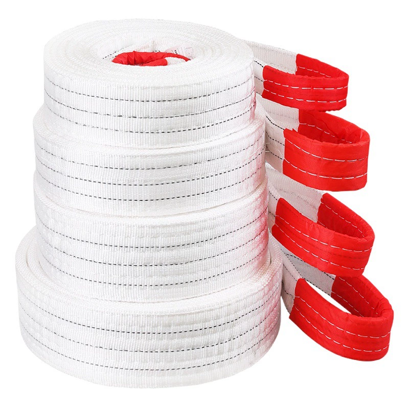 Национальный стандарт белый плоский строп из высокопрочного полипропилена с двойной пряжкой, усиленный, грузоподъемность 3 тонны, 5 тонн, строп для кранового такелажа.