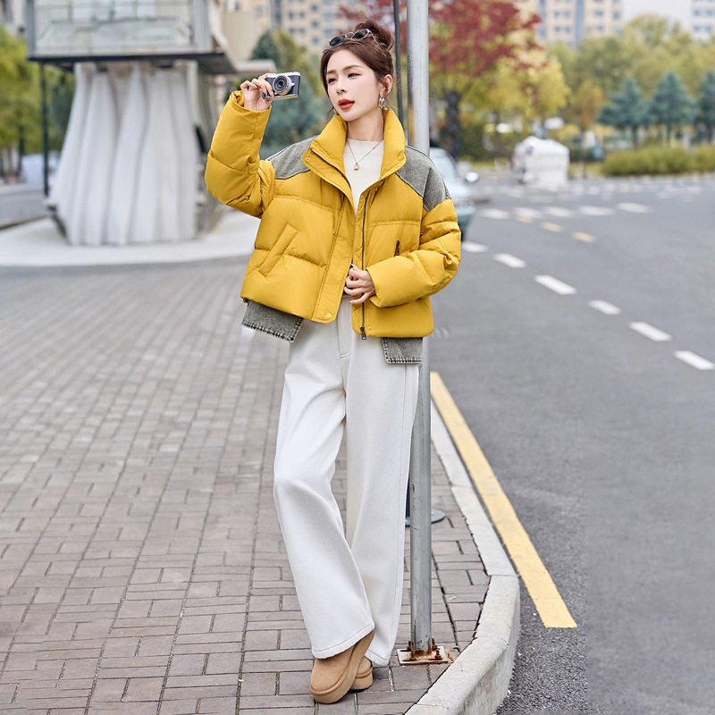 Women's down Jacket 2025 Winter New Fashion Loose Thickened Color-Blocked Stand-Collar Coat for Petite Sizes Z2509 Women's down Jacket 2025 Winter New Fashion Loose Thickened Color-Blocked Stand-Collar Coat for Petite Sizes Z2509