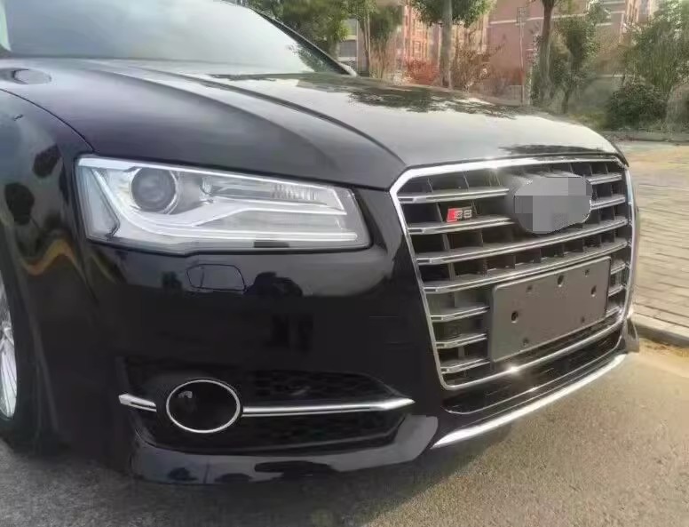 Applicable to 15-17 Audi A8LS8 front lip front bumper guard silver trim black chin front deflector